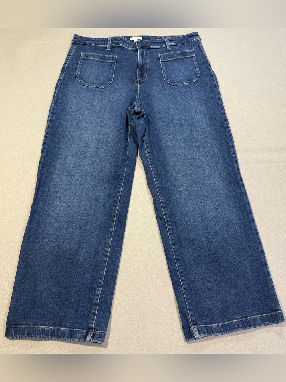 LC Lauren Conrad Womens 20WL High Rise Wide Leg Jeans Blue Stretch Plus Size
